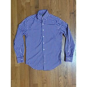 Peter Millar Summer Comfort Blue Purple Checkered Lkng Sleeve Men’s Small Shirt